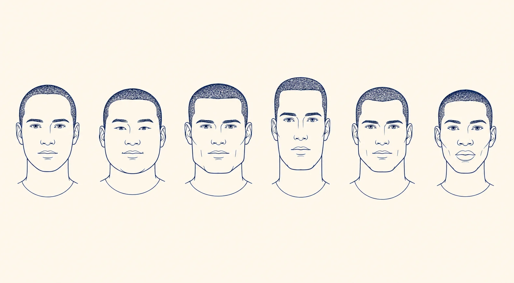 Les 6 formes de visage masculines, silhouette de référence