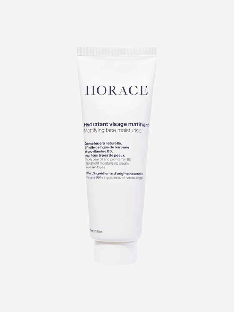 Tube de soin hydratant visage Horace pour homme sur fond gris clair