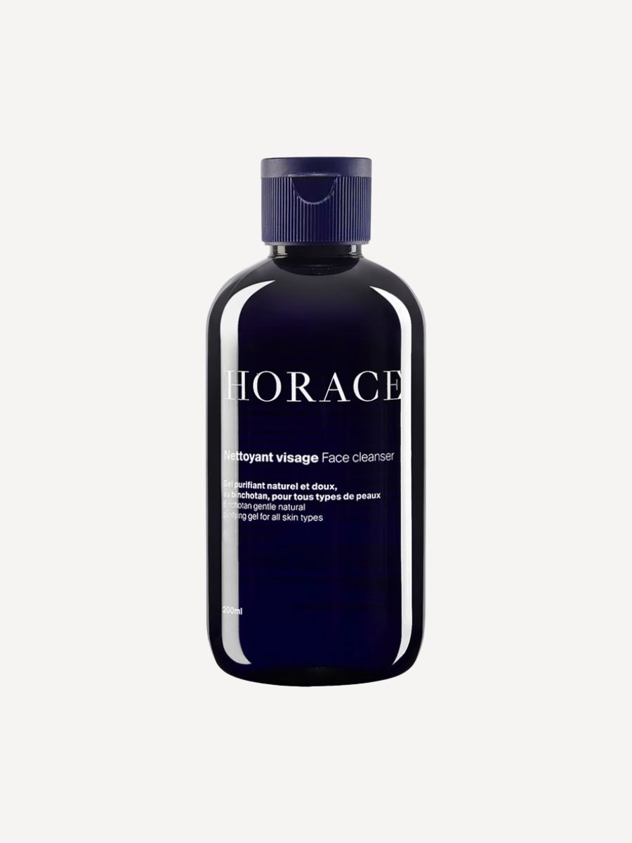 Flacon de nettoyant purifiant visage Horace sur fond gris clair